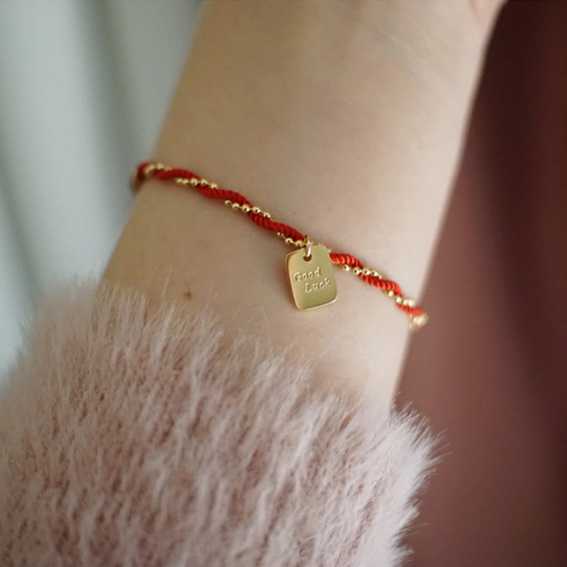 Red String Gold Plated Copper Good Luck Strength Bracelet - Image 16