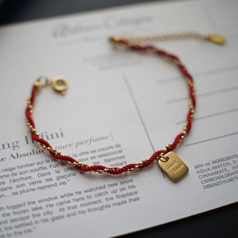 Red String Gold Plated Copper Good Luck Strength Bracelet - Image 5
