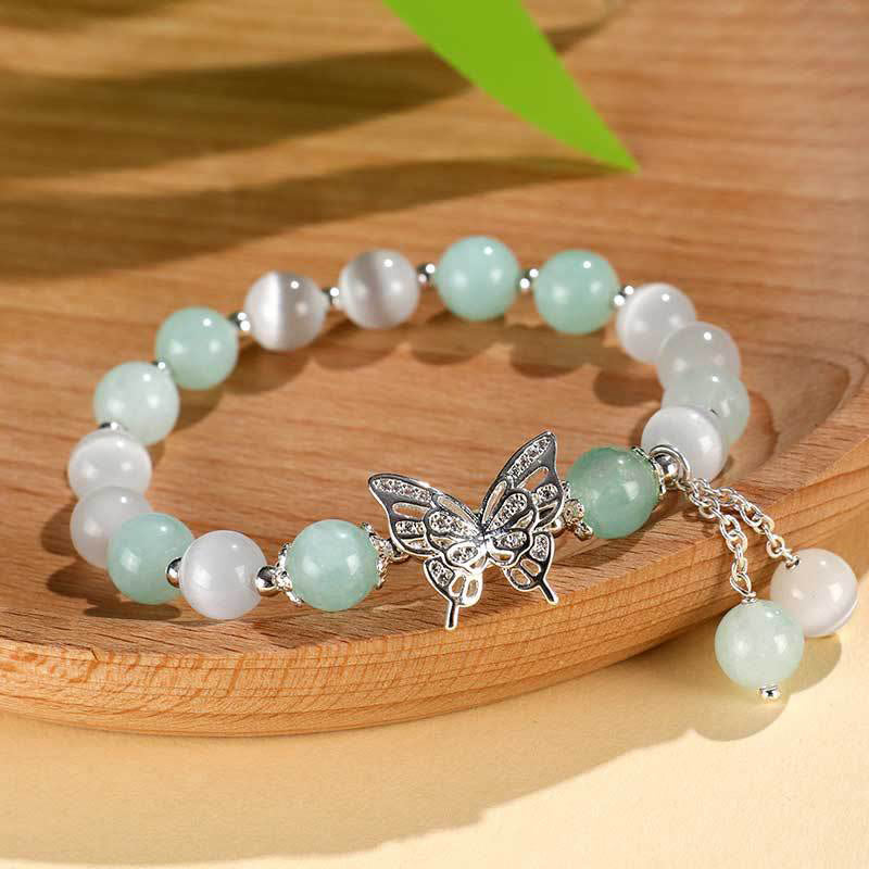 Chrysoberyl Cat's Eye Chalcedony Butterfly Love Bracelet - Image 7