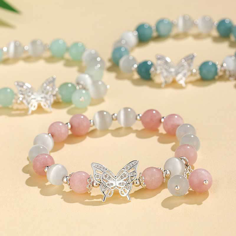Chrysoberyl Cat's Eye Chalcedony Butterfly Love Bracelet - Image 16