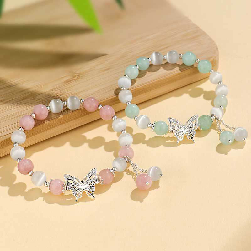Chrysoberyl Cat's Eye Chalcedony Butterfly Love Bracelet - Image 14