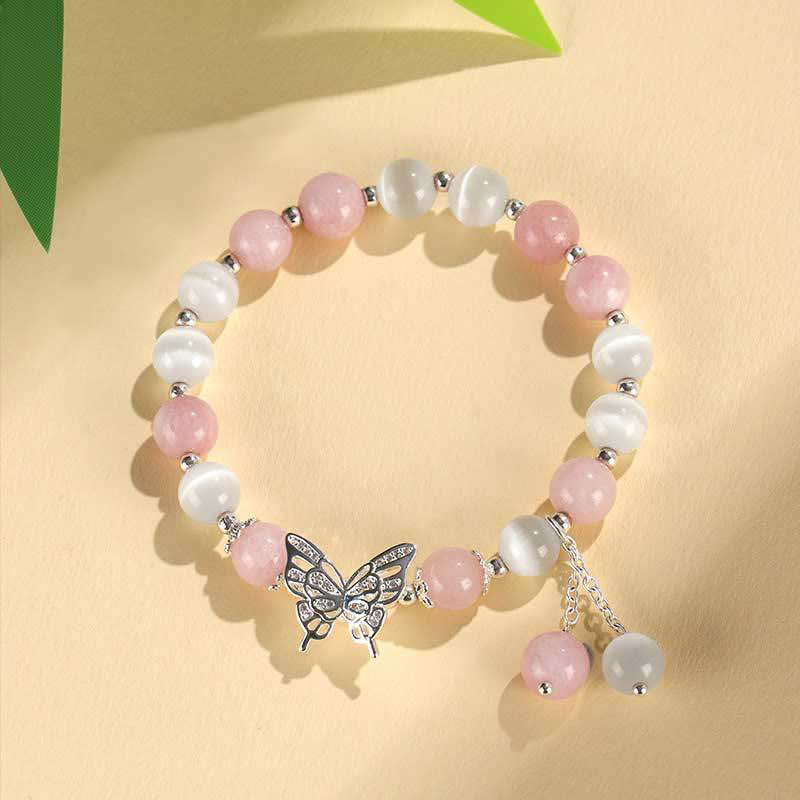 Chrysoberyl Cat's Eye Chalcedony Butterfly Love Bracelet - Image 11