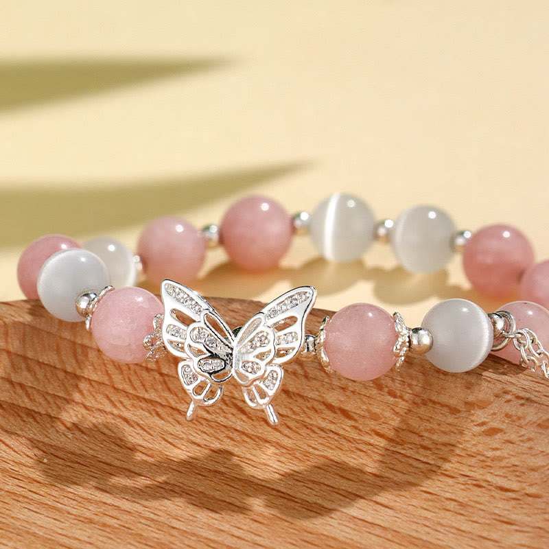 Chrysoberyl Cat's Eye Chalcedony Butterfly Love Bracelet - Image 12