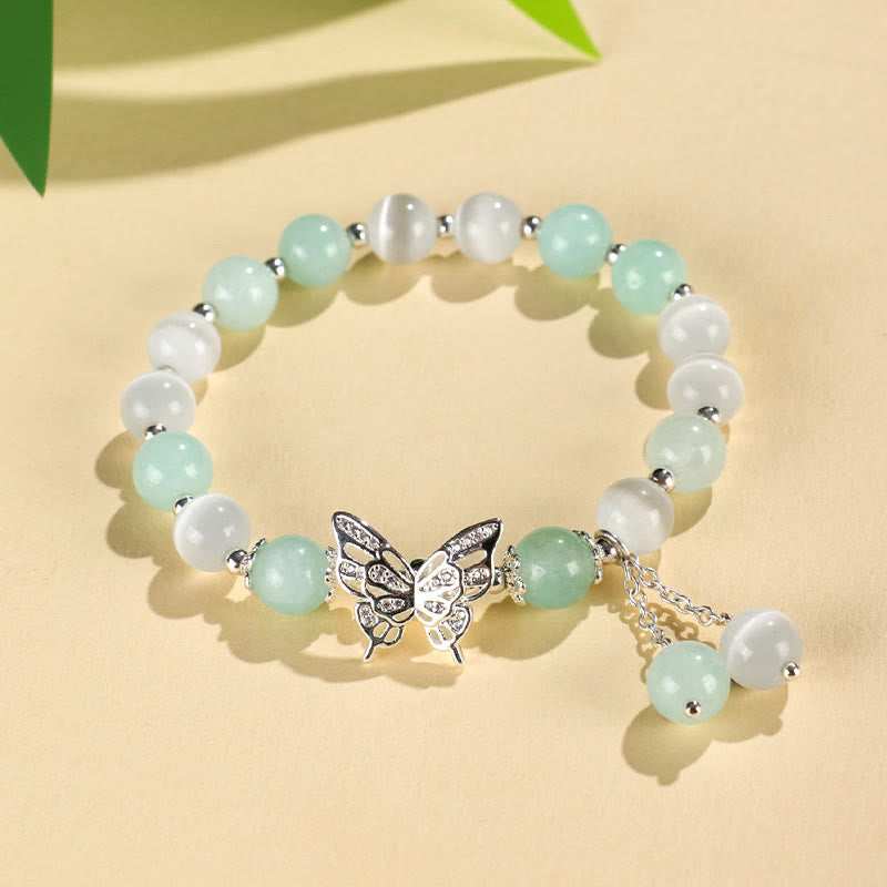 Chrysoberyl Cat's Eye Chalcedony Butterfly Love Bracelet - Image 8