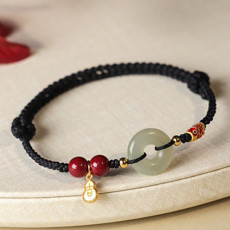 Red String Black String Hetian Jade Peace Buckle Cinnabar 925 Silver Protection Bracelet - Image 15