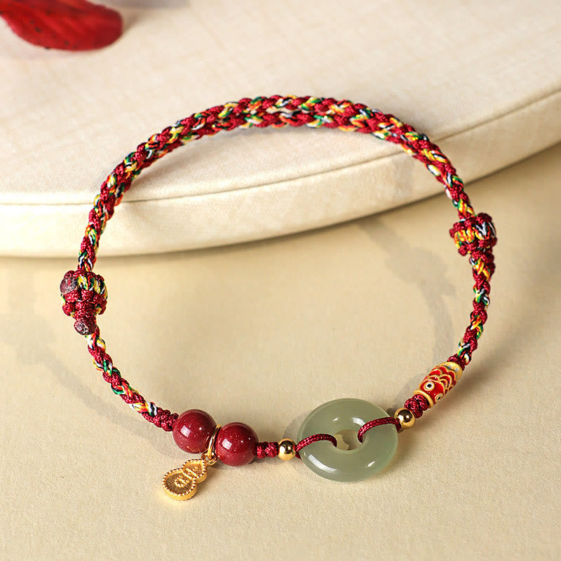 Red String Black String Hetian Jade Peace Buckle Cinnabar 925 Silver Protection Bracelet - Image 13