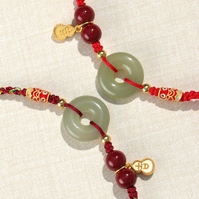 Red String Black String Hetian Jade Peace Buckle Cinnabar 925 Silver Protection Bracelet - Image 14