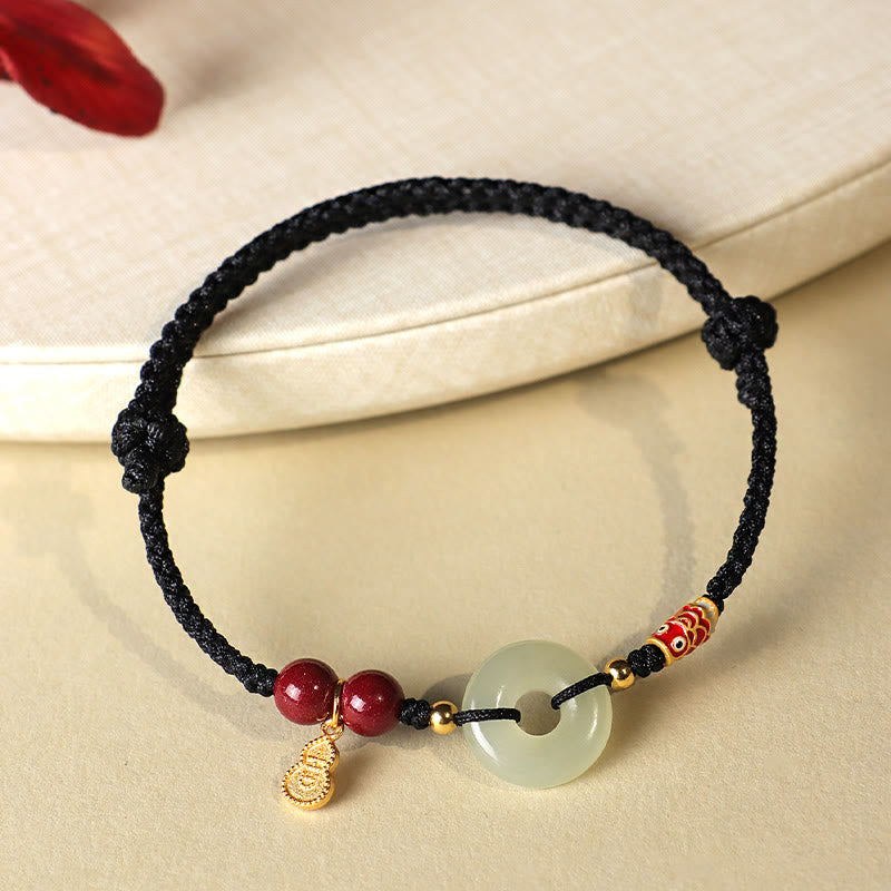 Red String Black String Hetian Jade Peace Buckle Cinnabar 925 Silver Protection Bracelet - Image 16