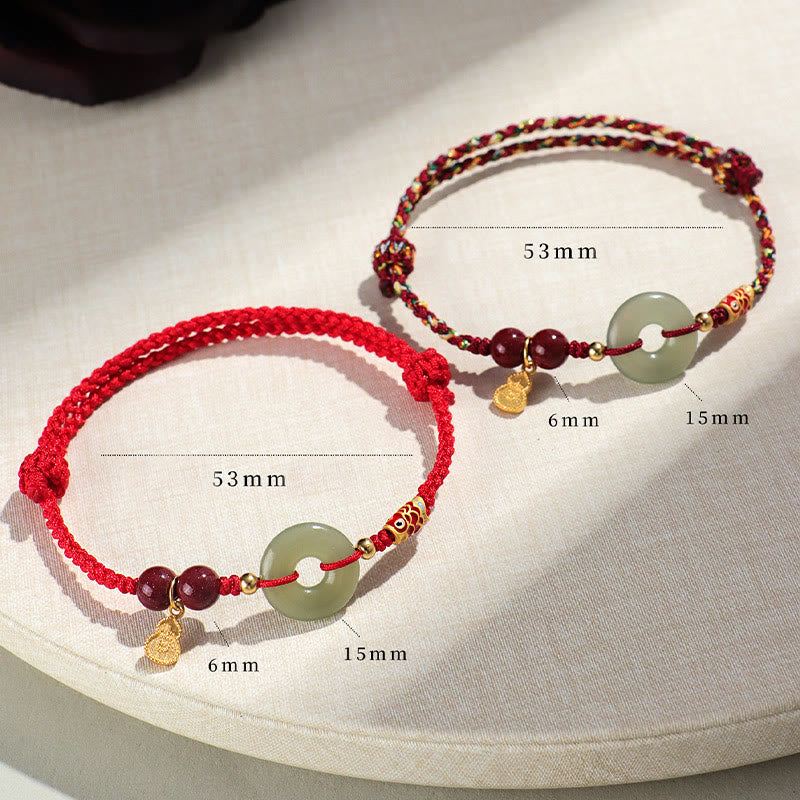 Red String Black String Hetian Jade Peace Buckle Cinnabar 925 Silver Protection Bracelet - Image 18