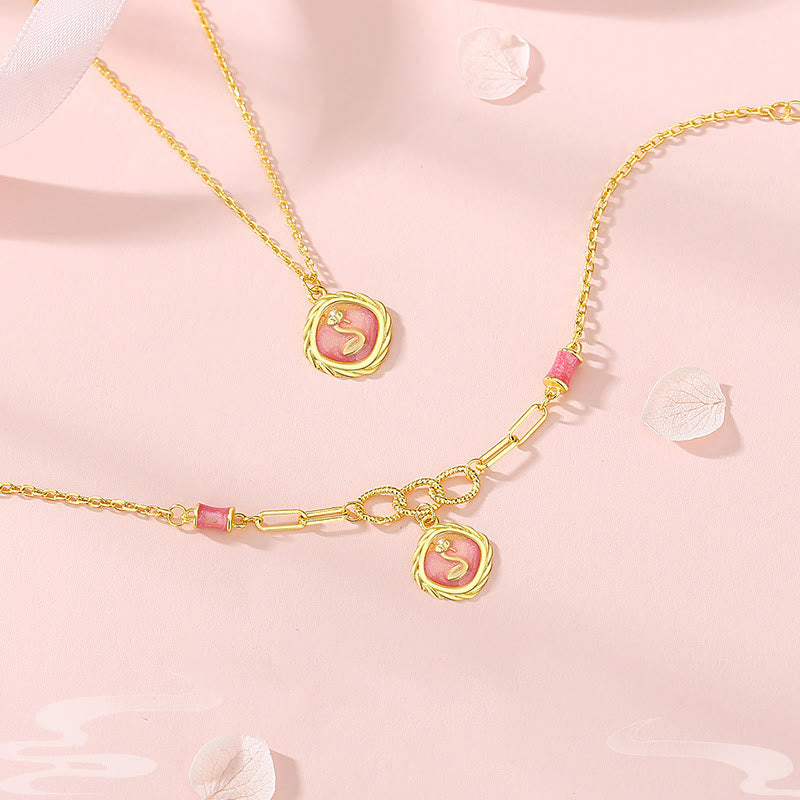 925 Sterling Silver Year Of The Snake Golden Snake Luck Bracelet Necklace Pendant - Image 7