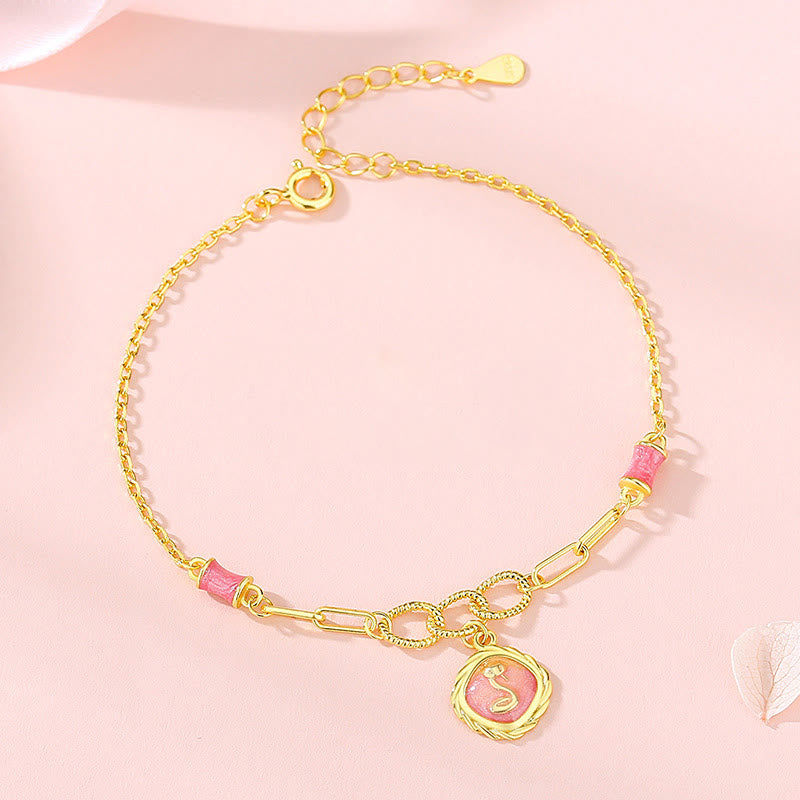 925 Sterling Silver Year Of The Snake Golden Snake Luck Bracelet Necklace Pendant - Image 6