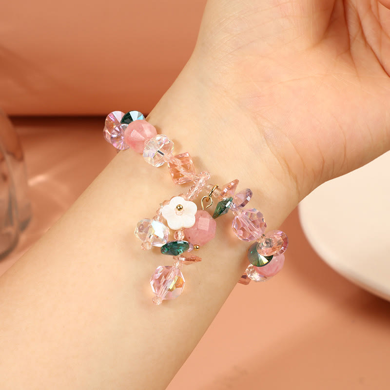 Pink Crystal Green Crystal White Crystal Flower Warmth Bracelet - Image 17