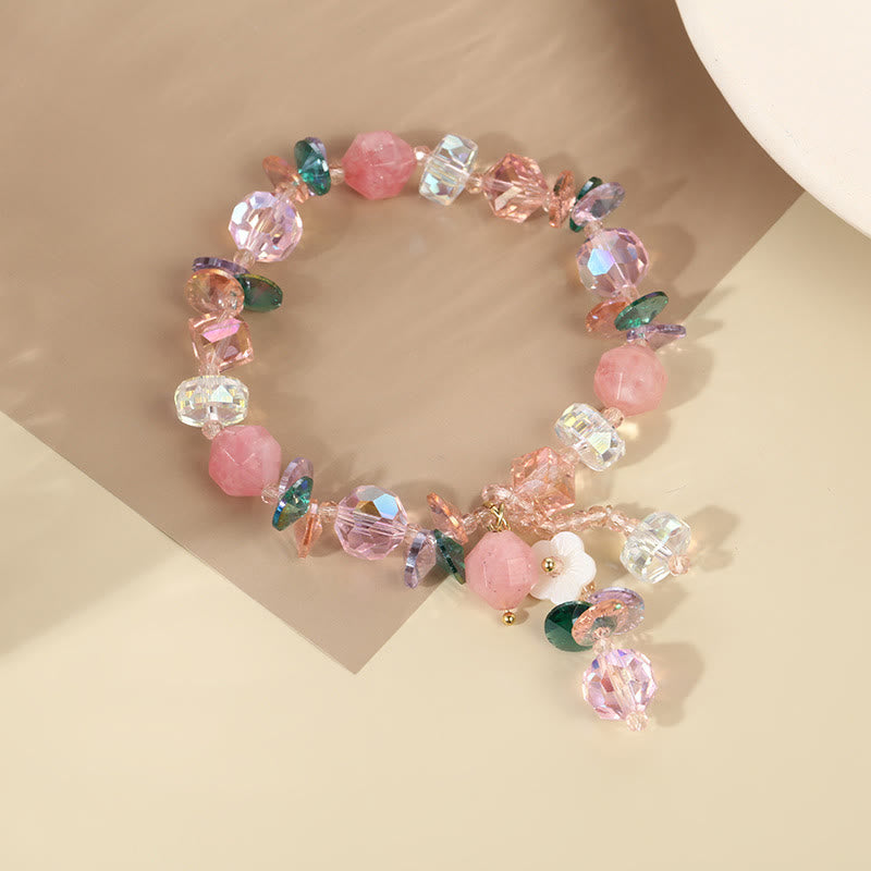 Pink Crystal Green Crystal White Crystal Flower Warmth Bracelet - Image 14