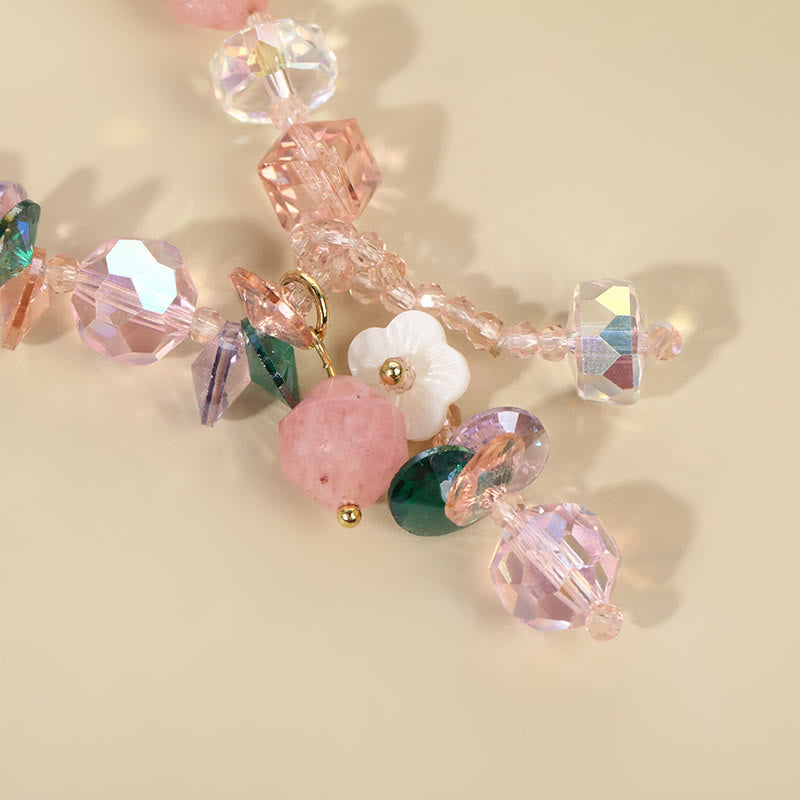 Pink Crystal Green Crystal White Crystal Flower Warmth Bracelet - Image 15