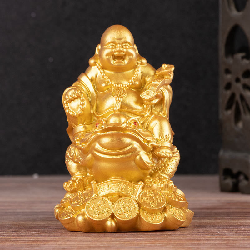 Laughing Buddha Feng Shui Frog Toad Copper Coins Attract Wealth Resin Statue Home Decoration