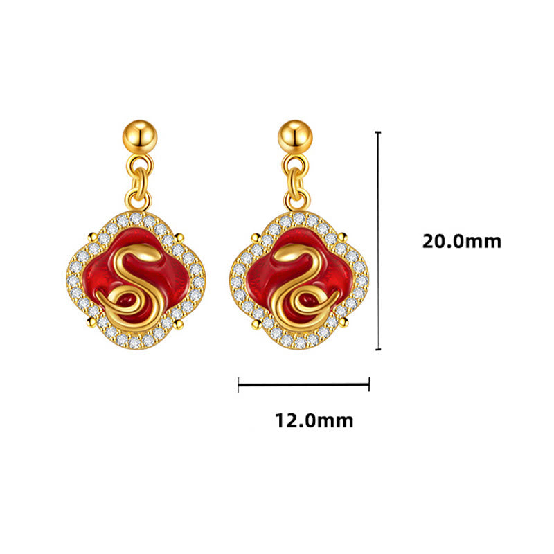 925 Sterling Silver Year Of The Snake Blessing Earrings - Image 4