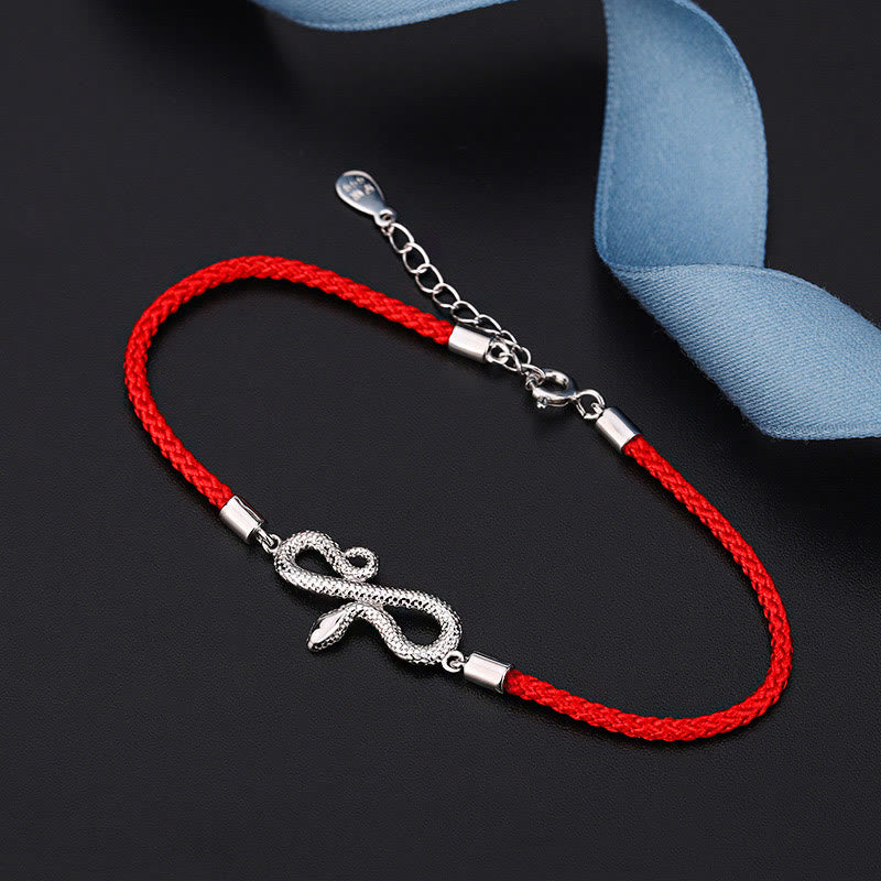 999 Sterling Silver Year Of Snake Red String Protection Braided Bracelet - Image 4