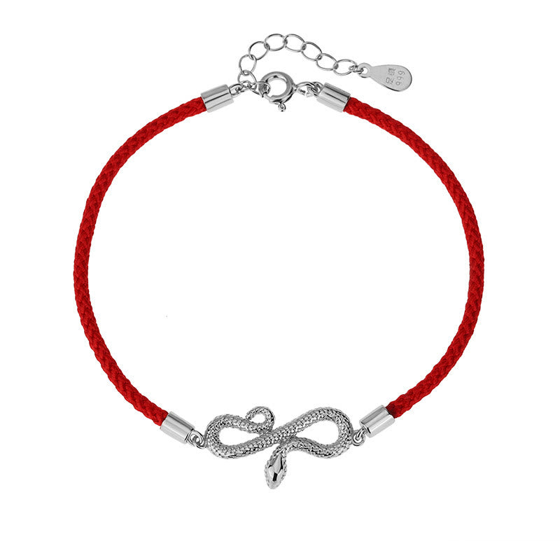 999 Sterling Silver Year Of Snake Red String Protection Braided Bracelet - Image 10