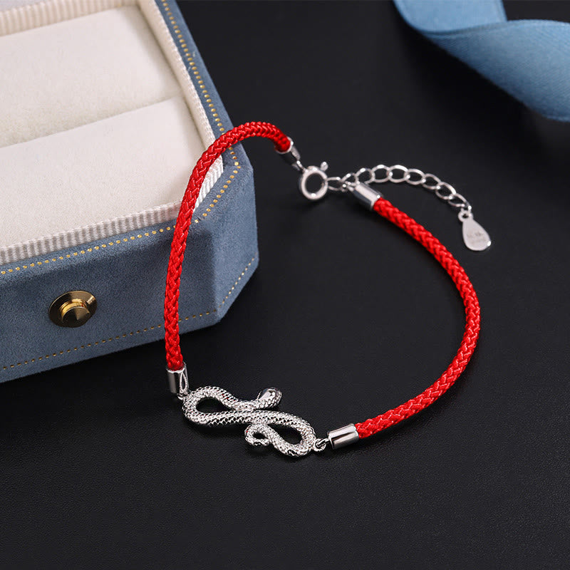 999 Sterling Silver Year Of Snake Red String Protection Braided Bracelet - Image 3