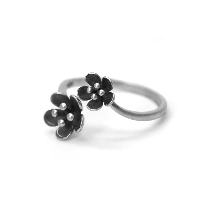 925 Sterling Silver Flowers Ring - Image 9