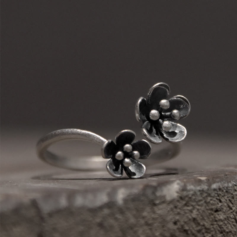 925 Sterling Silver Flowers Ring