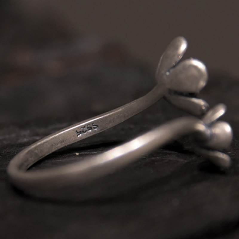 925 Sterling Silver Flowers Ring - Image 7