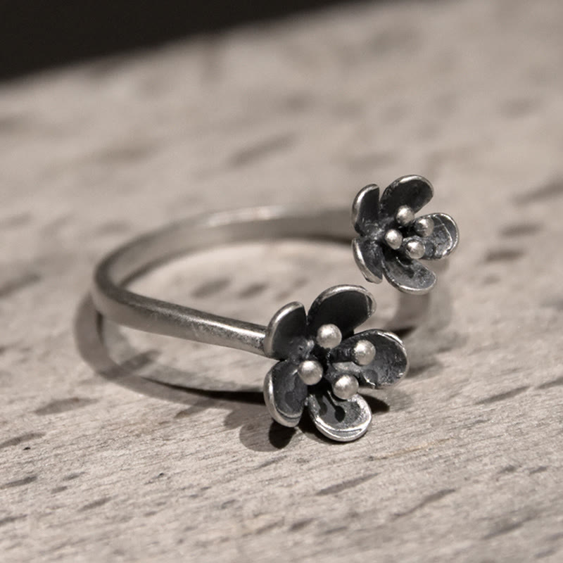 925 Sterling Silver Flowers Ring - Image 4