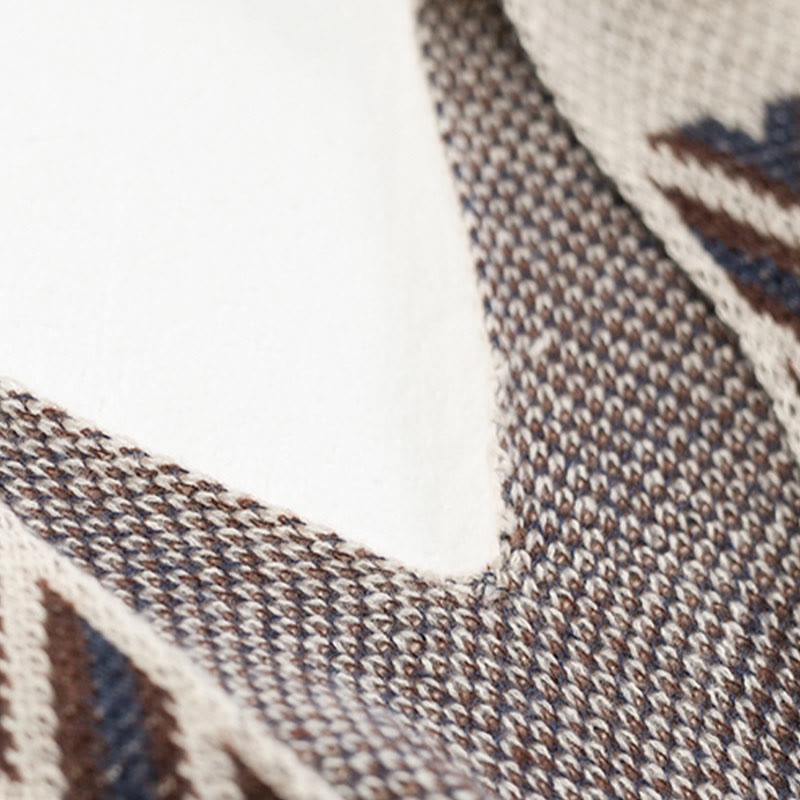 Tibetan Wave Stripe Geometry Tassels Shawl Fall Winter Cozy Scarf Wrap - Image 17