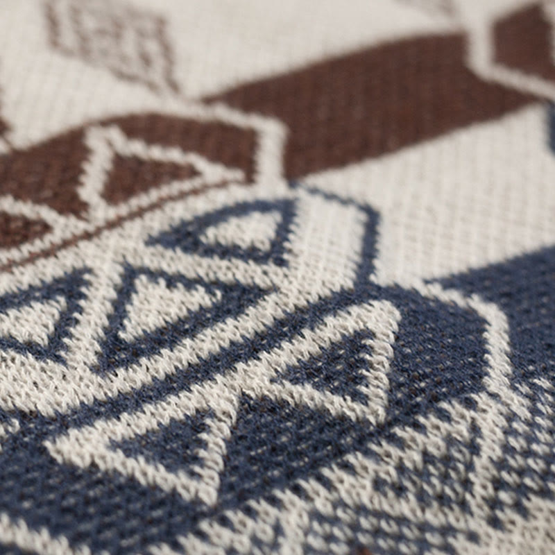 Tibetan Wave Stripe Geometry Tassels Shawl Fall Winter Cozy Scarf Wrap - Image 18