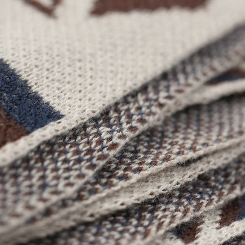 Tibetan Wave Stripe Geometry Tassels Shawl Fall Winter Cozy Scarf Wrap - Image 19