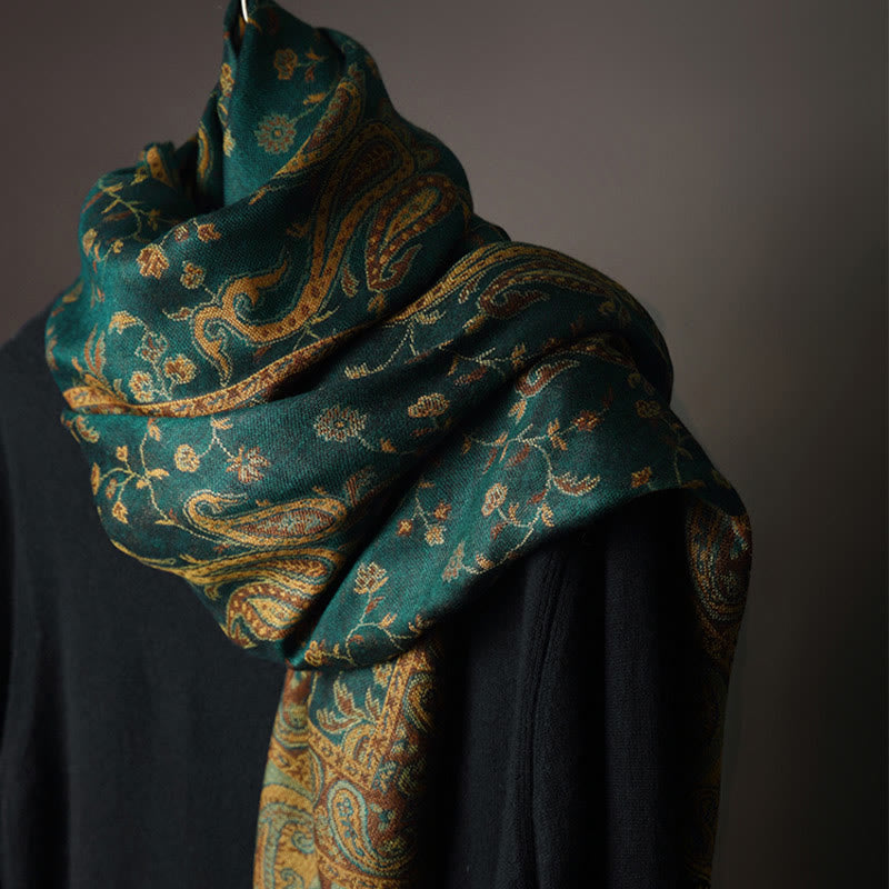 Tibetan Cashew Flower Vine Print Tassels Shawl Fall Winter Soft Scarf Wrap - Image 6