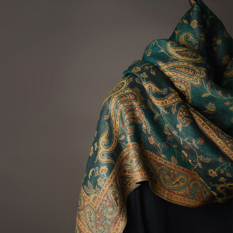 Tibetan Cashew Flower Vine Print Tassels Shawl Fall Winter Soft Scarf Wrap - Image 8