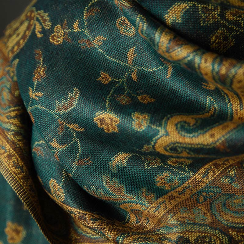 Tibetan Cashew Flower Vine Print Tassels Shawl Fall Winter Soft Scarf Wrap - Image 9