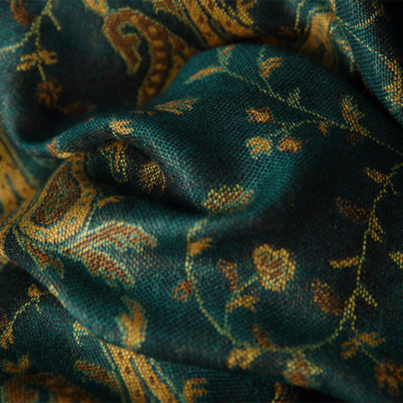 Tibetan Cashew Flower Vine Print Tassels Shawl Fall Winter Soft Scarf Wrap - Image 10