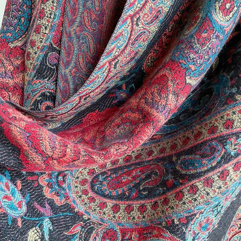 Tibetan Cashew Peony Flowers Vine Tassels Shawl Fall Winter Cozy Scarf Wrap - Image 15