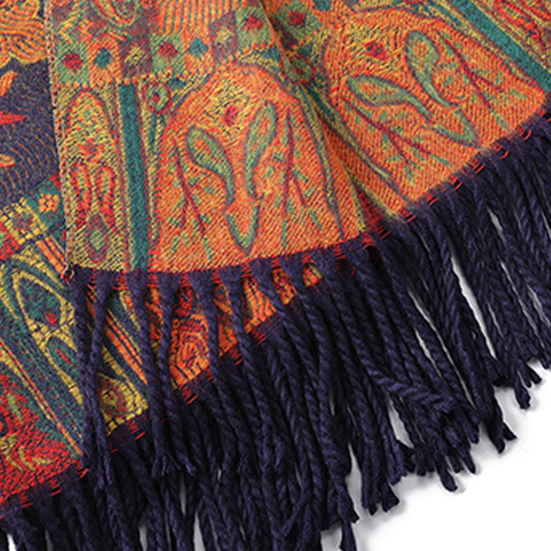 Tibetan Cashew Peony Flowers Vine Tassels Shawl Fall Winter Cozy Scarf Wrap - Image 7