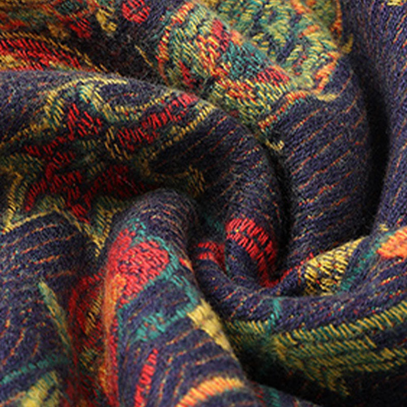 Tibetan Cashew Peony Flowers Vine Tassels Shawl Fall Winter Cozy Scarf Wrap - Image 8