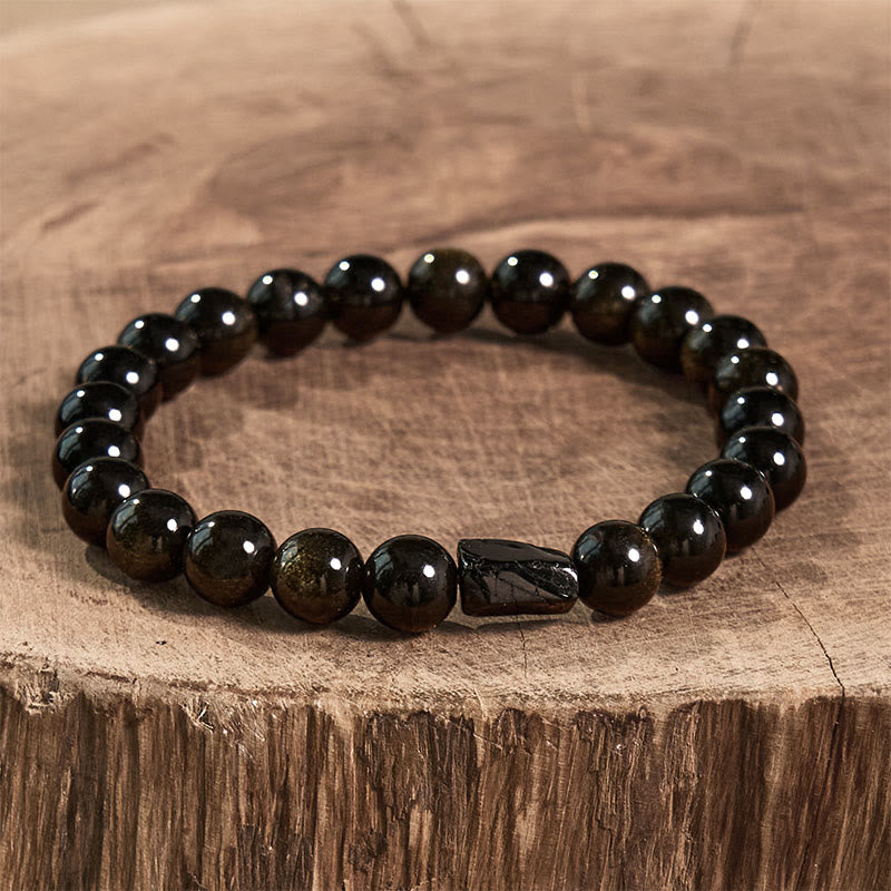 Gold Sheen Obsidian Black Tourmaline Wealth Bracelet - Image 5
