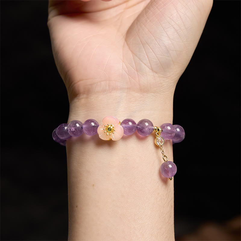 Amethyst Peach Blossom Fortune Meditation Bracelet - Image 5