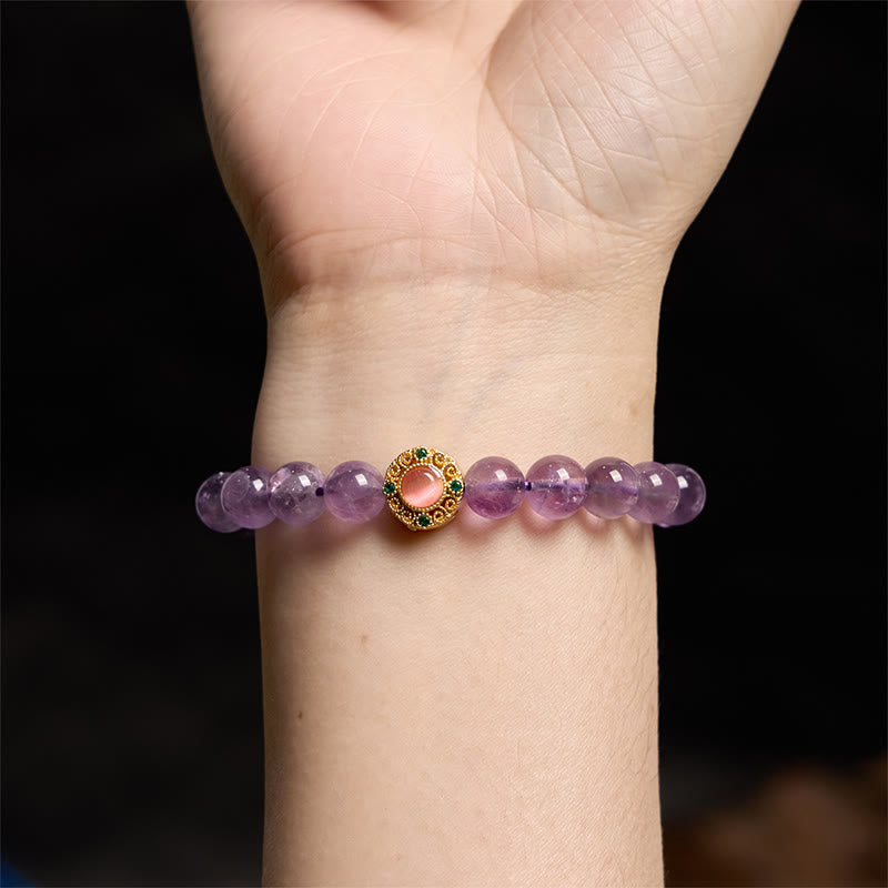 Amethyst Peach Blossom Fortune Meditation Bracelet - Image 6