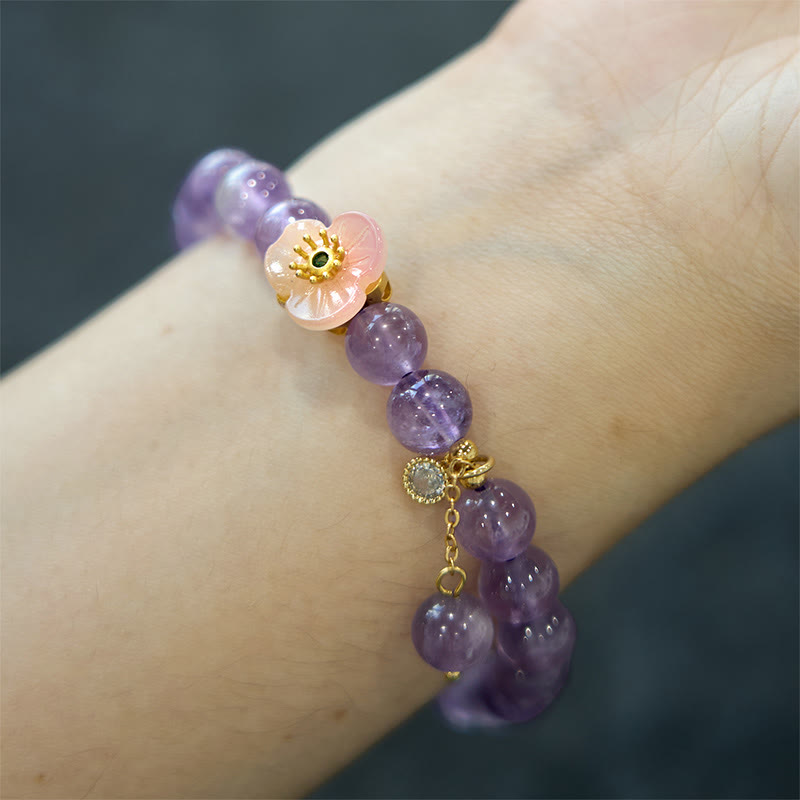 Amethyst Peach Blossom Fortune Meditation Bracelet - Image 7