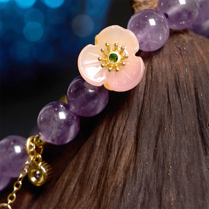 Amethyst Peach Blossom Fortune Meditation Bracelet - Image 3
