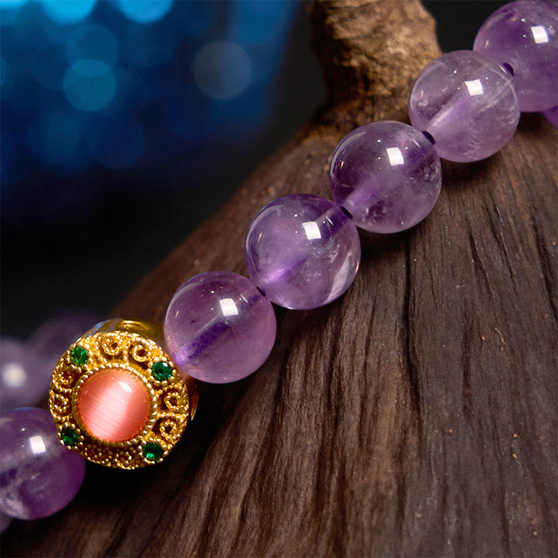 Amethyst Peach Blossom Fortune Meditation Bracelet - Image 4