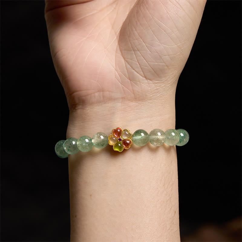 Natural Green Strawberry Quartz Soothing Fu Character Bracelet - Image 7