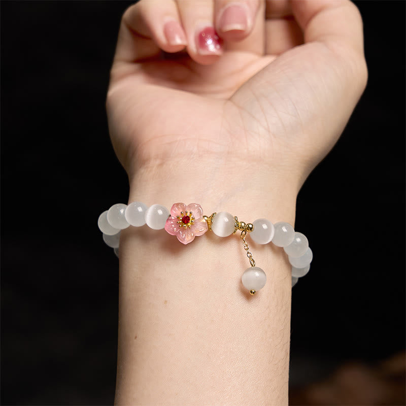 Chrysoberyl Cat's Eye Pink Flowers Support Bracelet - Image 7