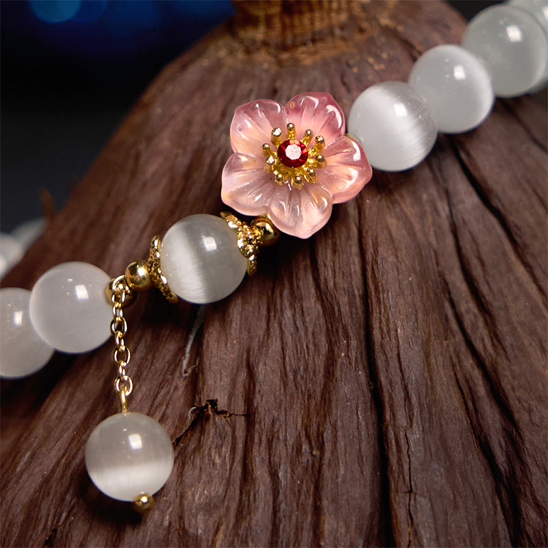 Chrysoberyl Cat's Eye Pink Flowers Support Bracelet - Image 3