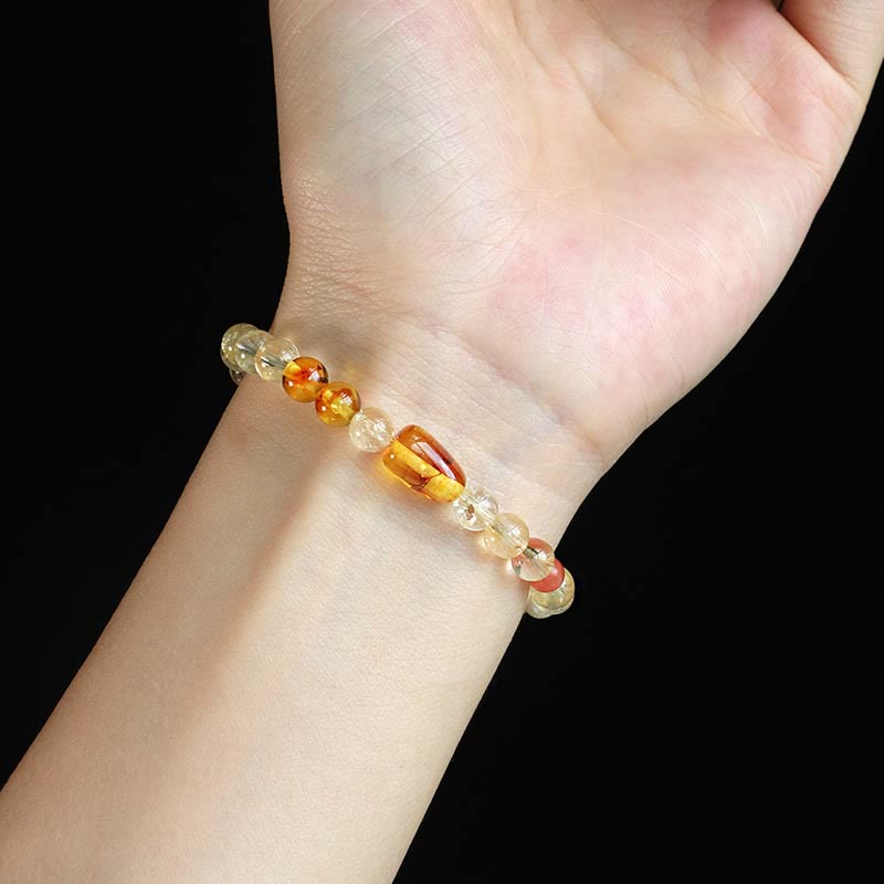 Natural Citrine Pearl Topaz White Crystal Protection Bracelet - Image 3