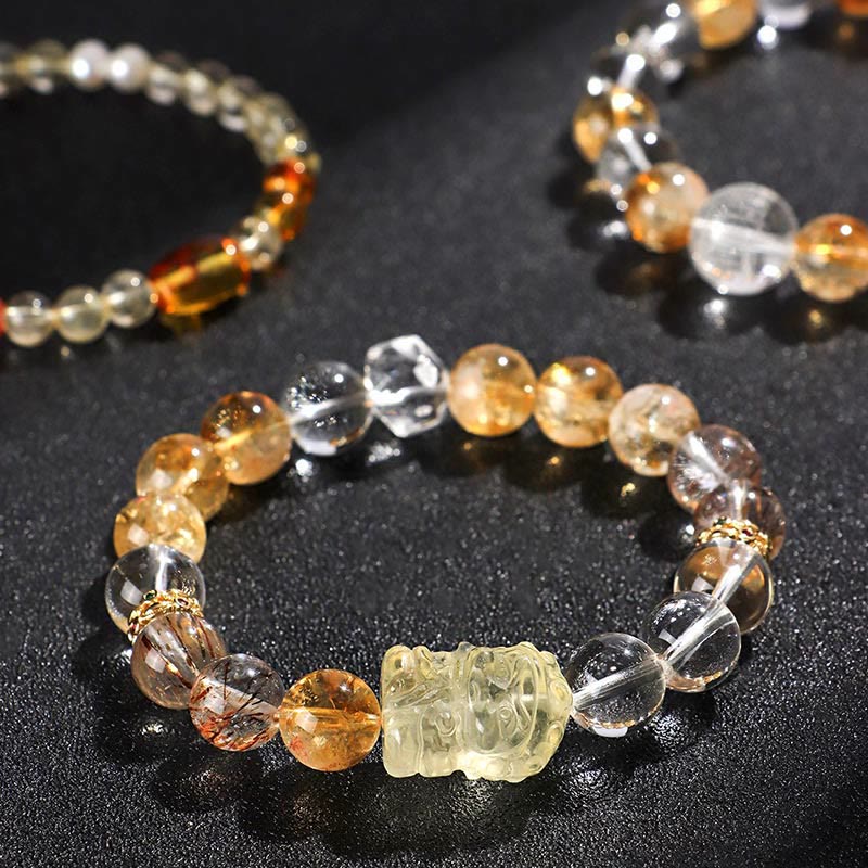 Natural Citrine Pearl Topaz White Crystal Protection Bracelet