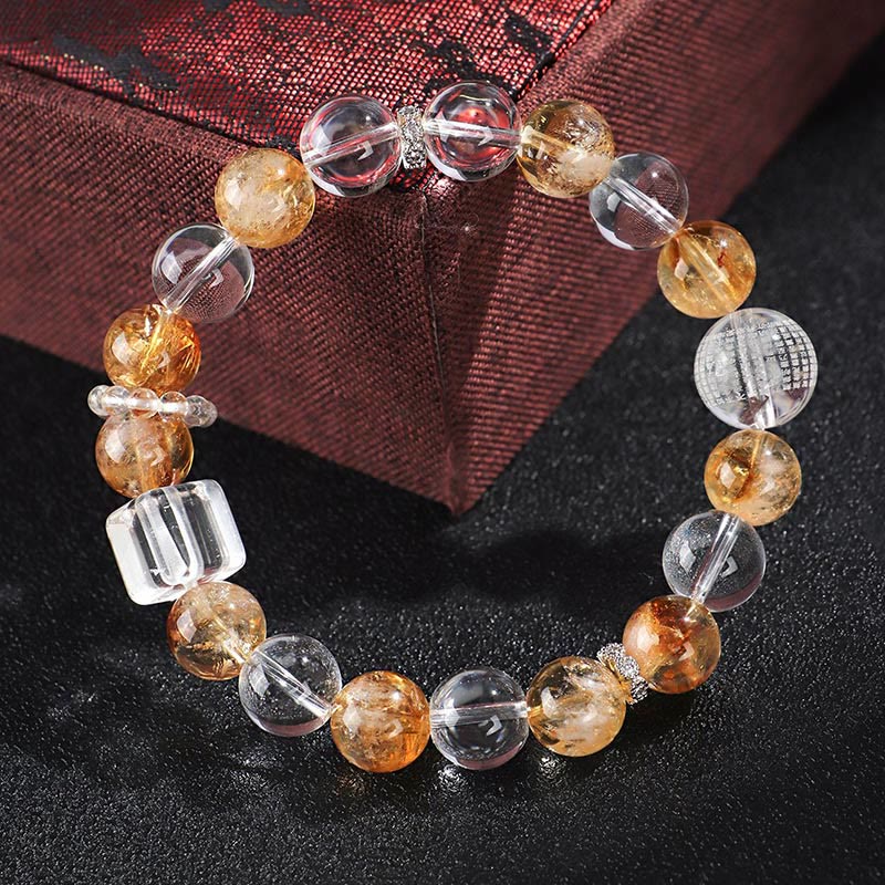 Natural Citrine Pearl Topaz White Crystal Protection Bracelet - Image 13