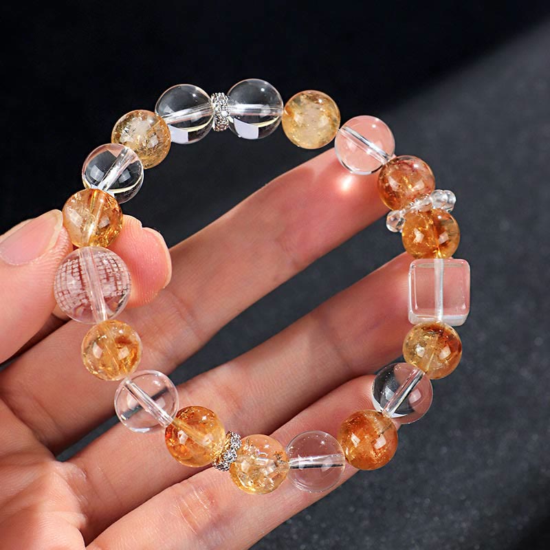 Natural Citrine Pearl Topaz White Crystal Protection Bracelet - Image 14
